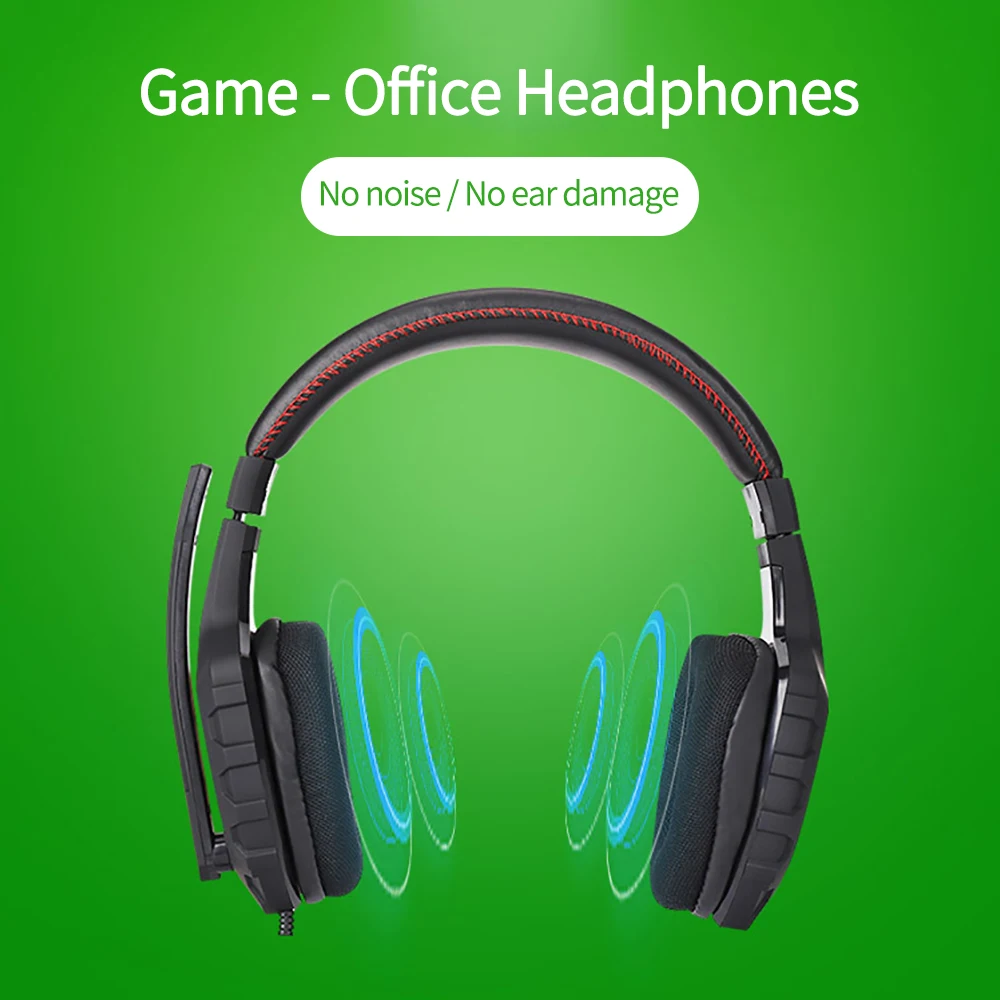 3.5mm Professional E-sports Headsets Luminous Game Computer Wired Headphones with Rotatable Microphone for PC Laptop Learn Play