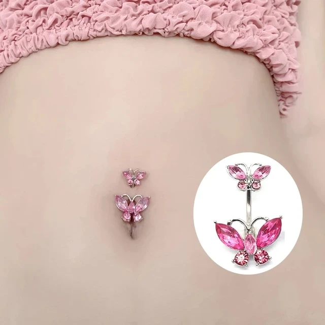 Piercing de nombril en acier papillon pour femmes et filles ...