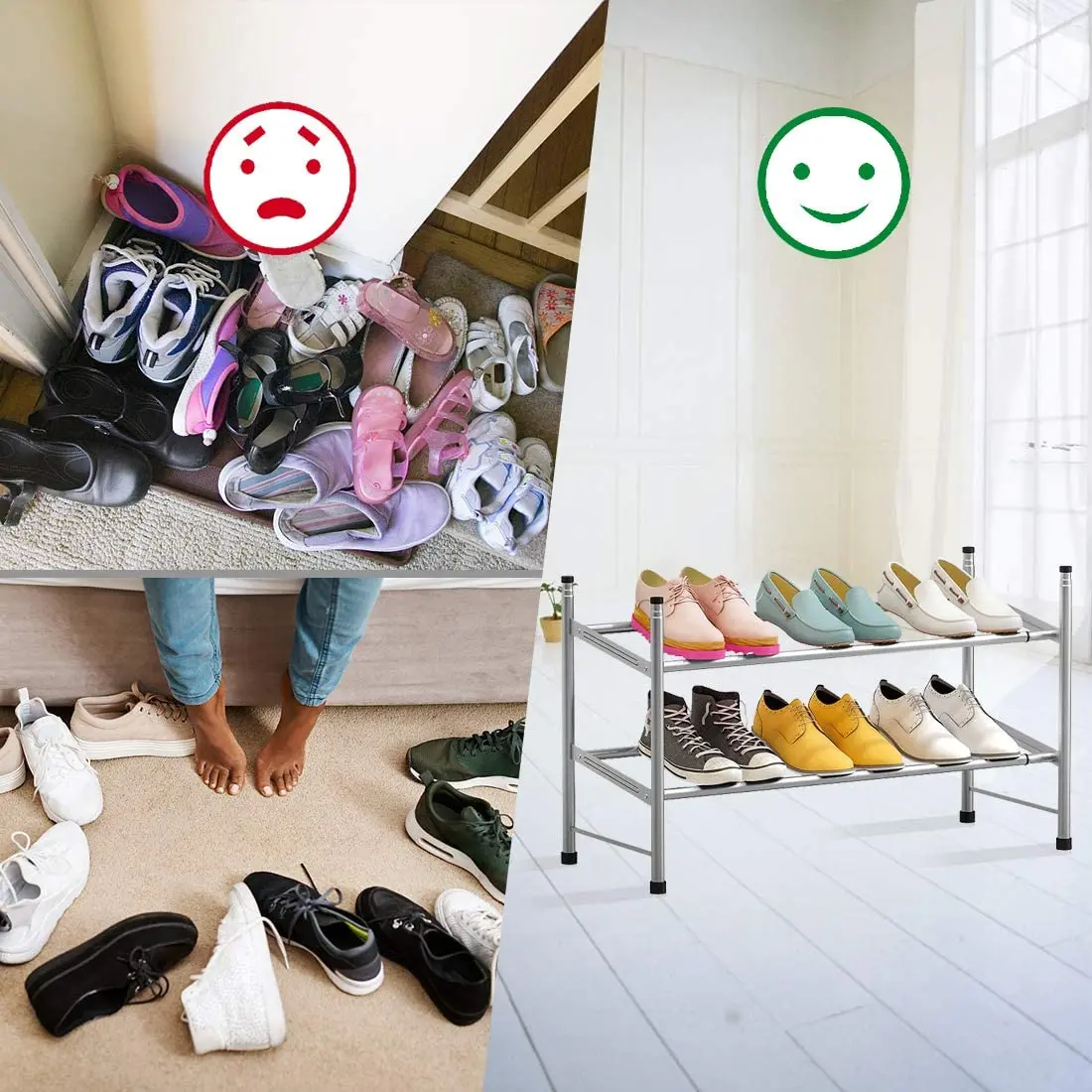 Simple Shoe Rack Stackable Shelves Organizer Sturdy Stand Metal Freestanding  Shoe Rack For Entry Doorways And Bedroom Wardrobes - AliExpress