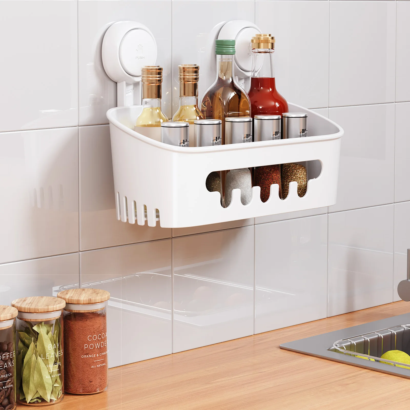 TAILI Suction Cup Shower Caddy Bathroom Shelf Suction Shower Basket Removable Powerful Organizer Bathroom Caddy