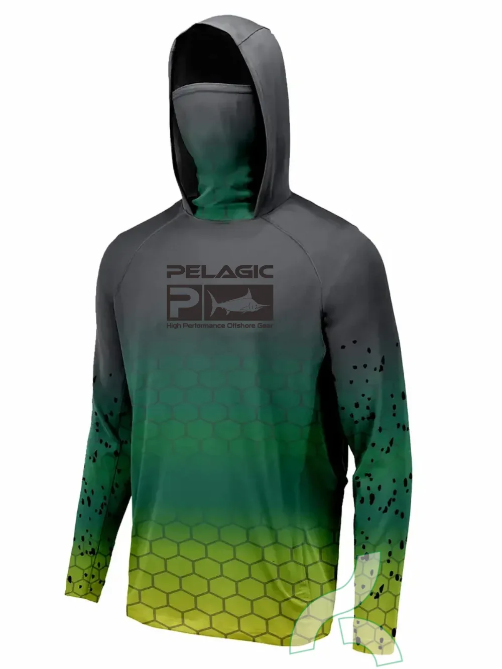 Pelagic 낚시 의류 햇빛 차단 후드 마스크, 올인원 낚시 셔츠, Upf 50, 사냥 캠핑 앵글 티셔츠