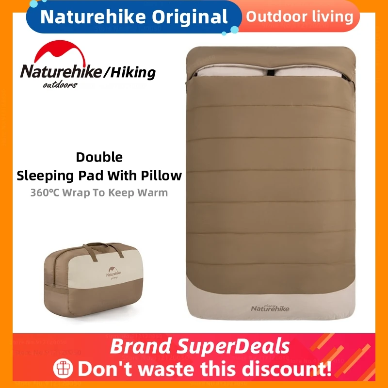 

Naturehike Camping Double Hooded Sleeping Bag with Pillow Soft Comfortable All-Inclusive Sleeping Bag Outdoor Warm Sleeping Bag