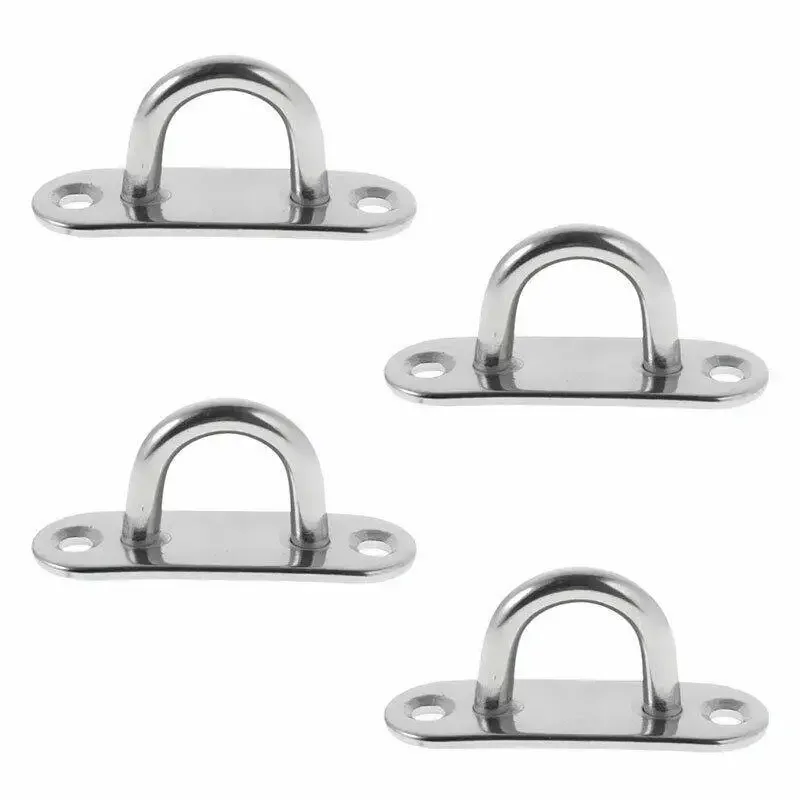 Description Picture 4 of item4PCS Boat 316 Stainless Steel Oval Shape 5mm Pad Eye Plate Oval Door Lock Hasps Door Hinges Buckle Shade Sail Accessories