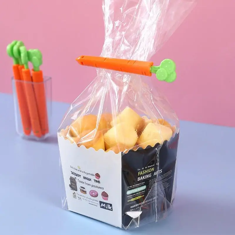 Bag Clips 5pcs Portable Food Snack Bag Sealing Clamp Carrot Shape Food Fresh Keep Organizer Sealing Clips Kitchen Storage Tools
