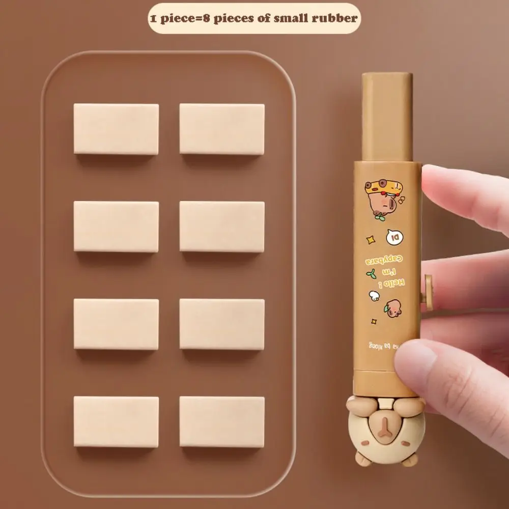 Cute Capybara Rubber Eraser Push-pull Design Replaceable Core Silicone Eraser Gift Cartoon Pen Type School Supplies