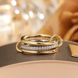 Elegant Two - Tone Copper Jewelry Ring - Hypoallergenic Stacking Accessory - 8 (R05544 - 1 - 5)