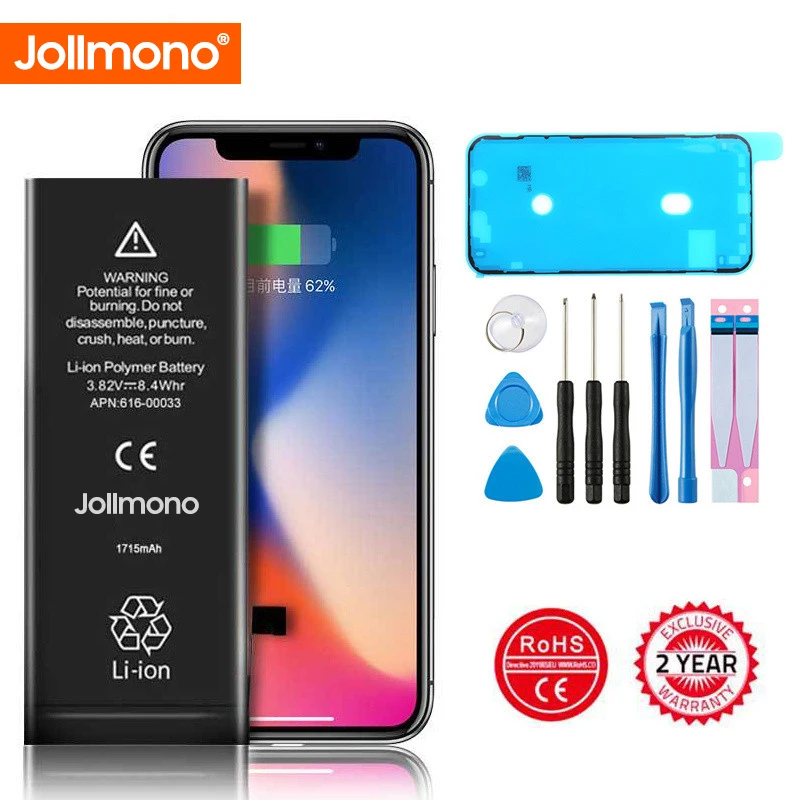2024 Jollmono batterie de téléphone pour batterie iPhone 5S 5 6S 6 7 8 Plus X SE SE2 XR XS 11 12 13 Mini Pro Max outils de batterie de remplacement