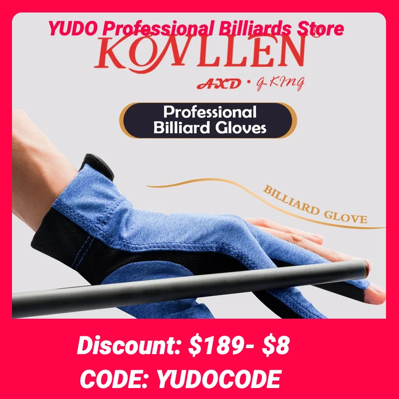 

KONLLEN Billiard Gloves Professional 1pcs Non-slip Gloves For Left/Right Hand 3 Fingers Pink/Blue/Green/Grey/Purple Accessories