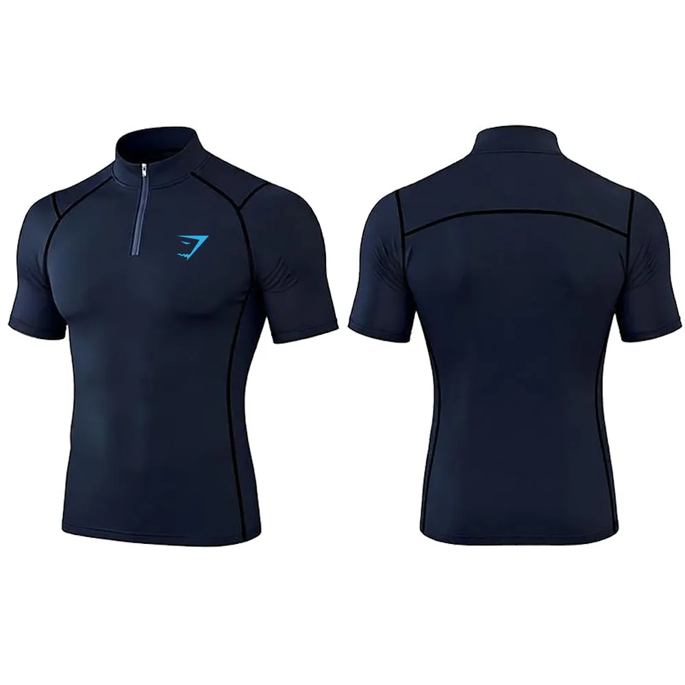 Maglietta a Compressione da Uomo per Bodybuilding, Abbigliamento Sportivo a Manica Corta ad Asciugatura Rapida, T-shirt per Palestra e Corsa - immagine 4