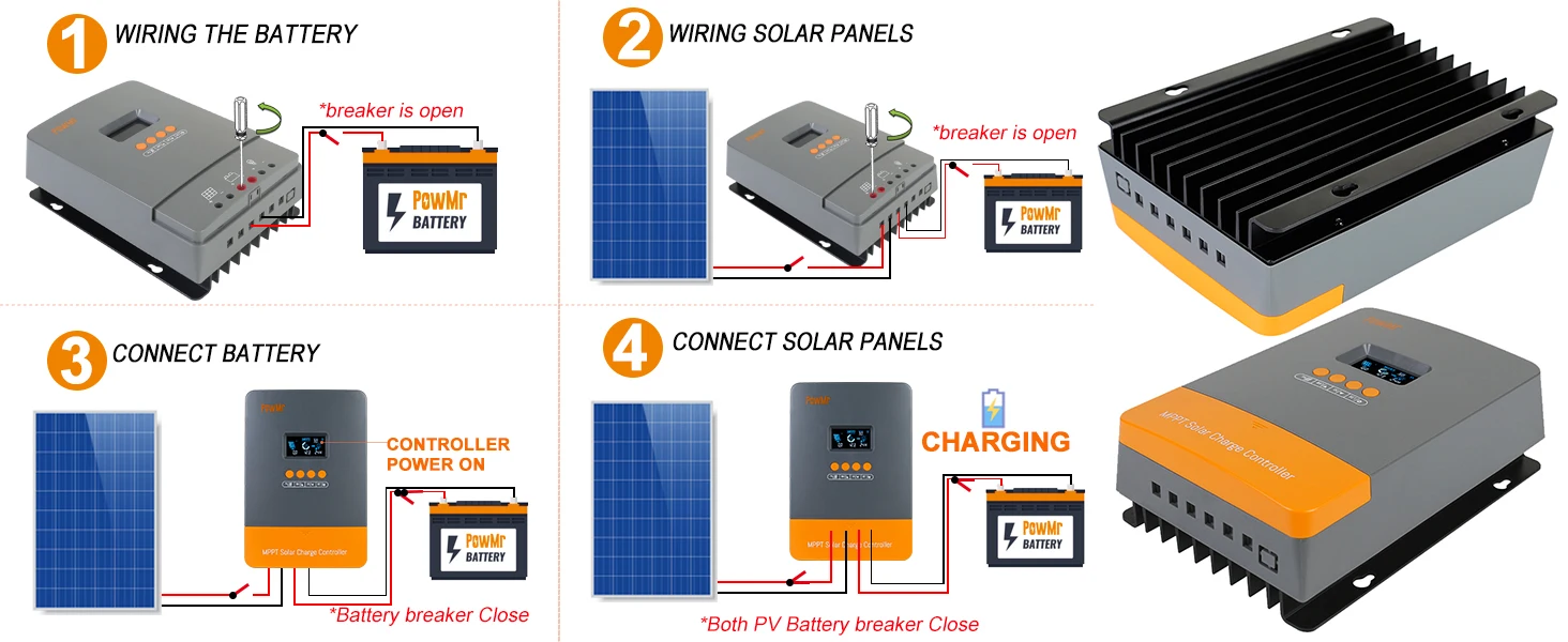 MPPT Solar Charge Controller 60A 12V/24V/36V/48V Auto Backlight LCD Display Sola