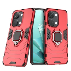 Shockproof Bumper Armor Case with Magnetic Ring Holder for Oneplus Nord 3 5G (Red)