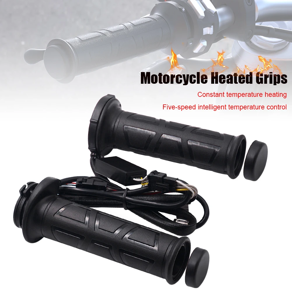 

1Pair 22.2mm Black Winter Motorcycle Hand Heated Grips Handlebar Electric Hot Handlebar Warmer Temperature Adjustment Motorcycle