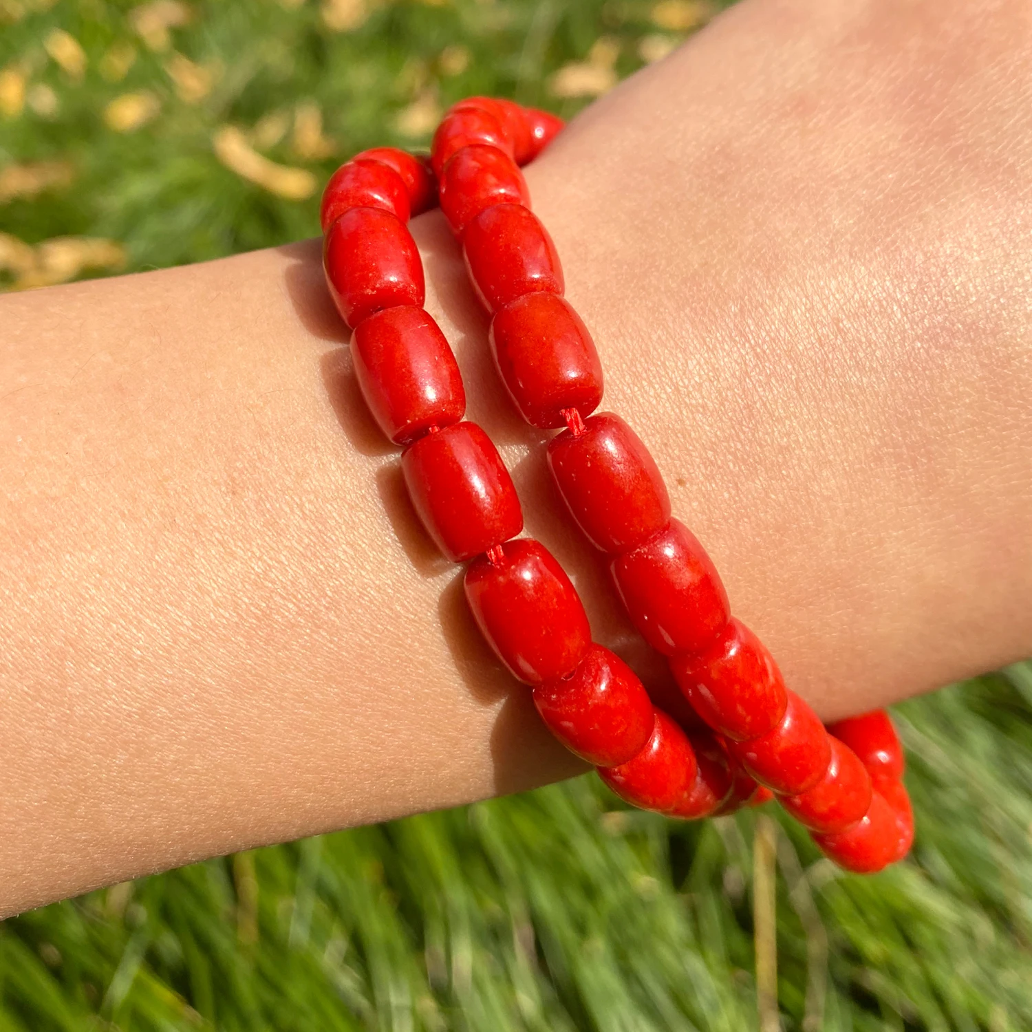 Tubo De Piedras Eciosas Cuentas Para Hacer Joyas Rojo