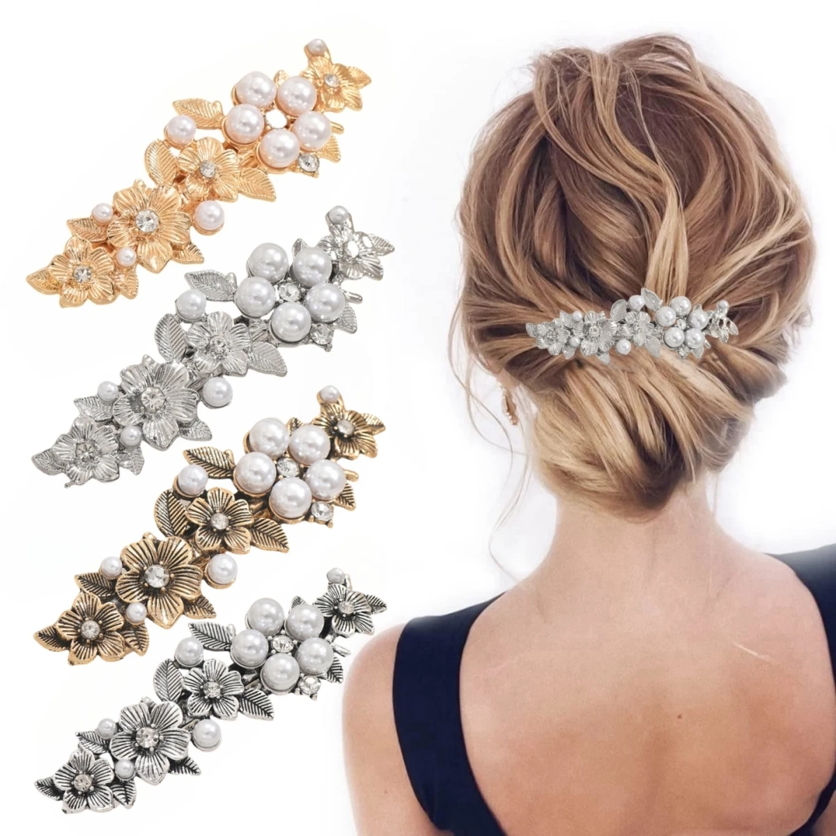 1 Stück diamantbesetzte elegante Haarnadel Party New Water Diamond Flower einfache Haarnadel