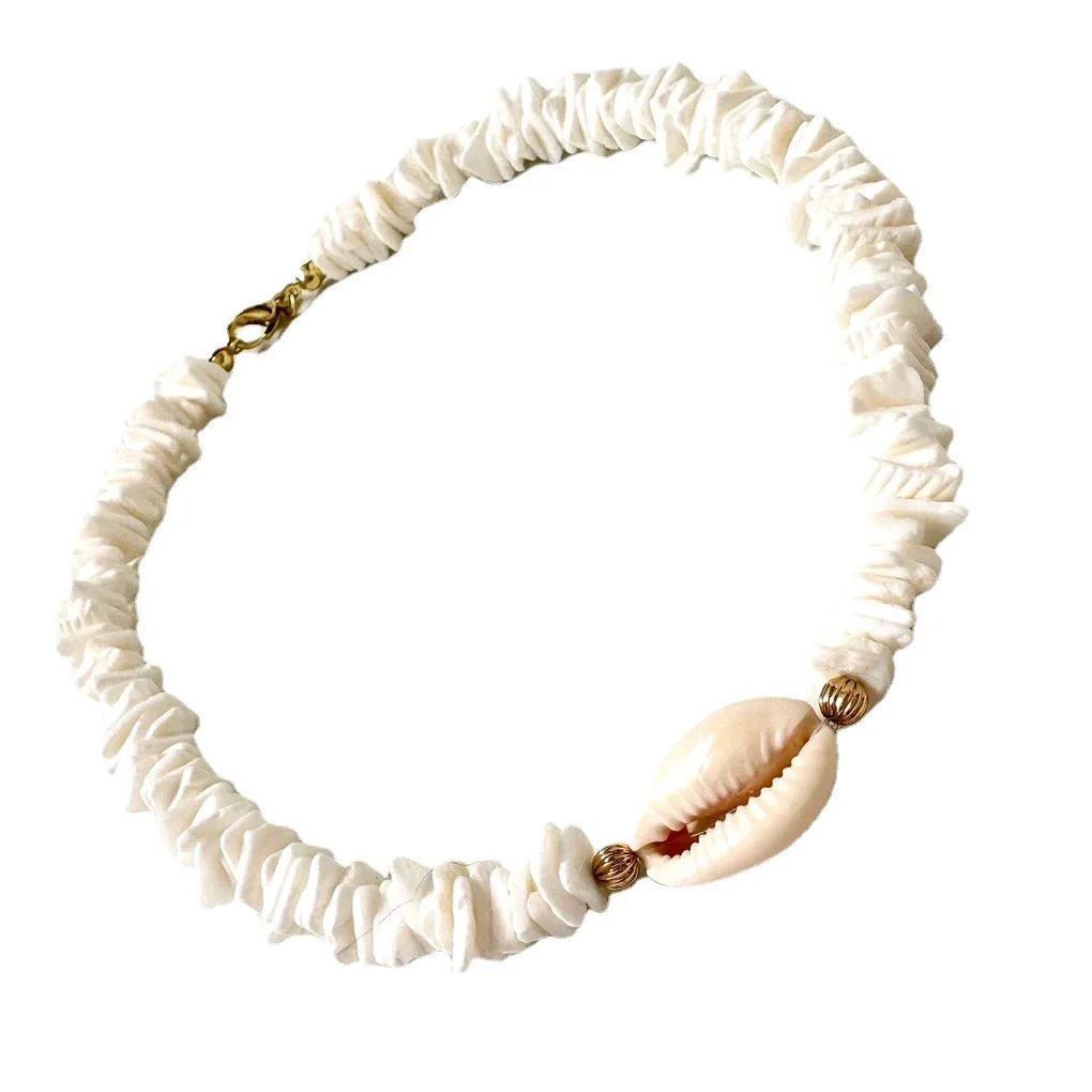 ネックレス・チョーカー Shell Necklace (White) Puka Shell Choker Necklace White Round Hawaiian Natural Sea