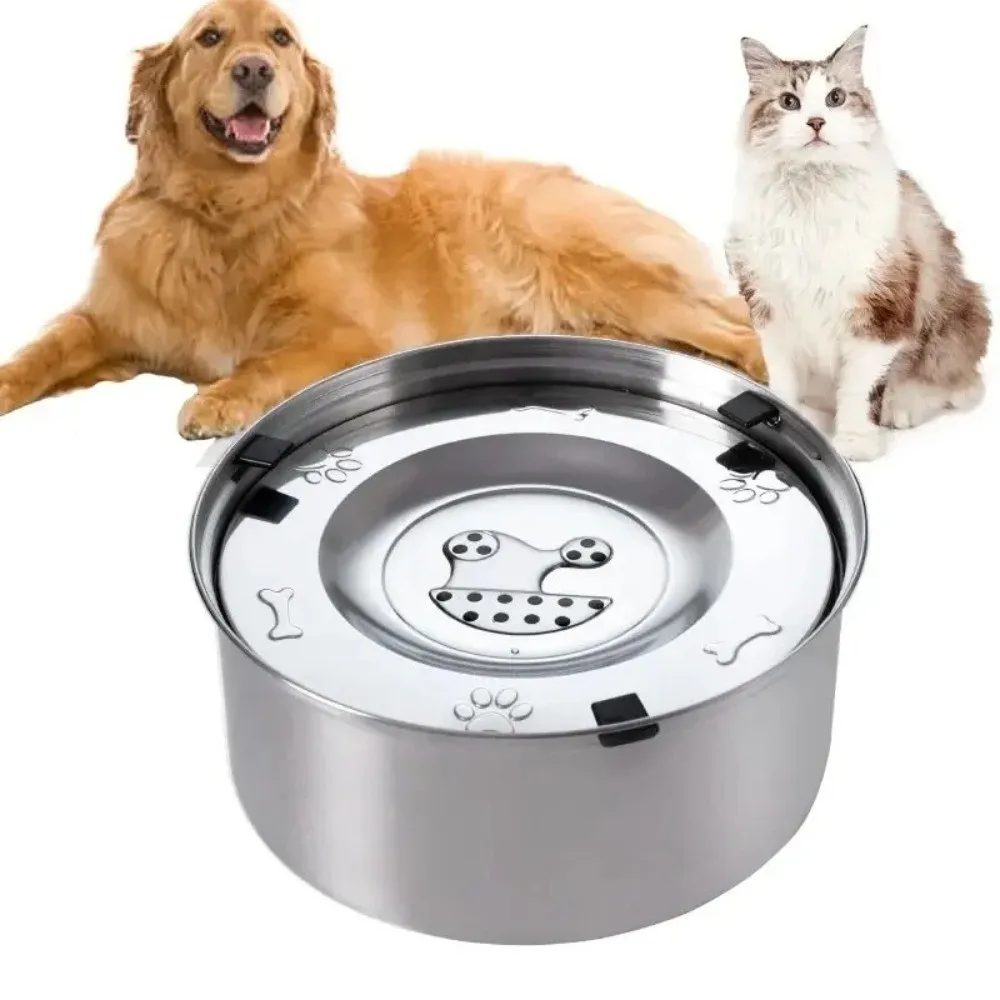 Stainless Steel Dog Water Bowl Anti-Spill Non-Slip Base Pet Water Feeder Portable Anti-Splash Dog Water Dispenser Outdoor