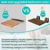 Wall Mounted Foldable Teak Shower Seat Bench Home Care Waterproof Non-Slip Space-Saving Easy Installation 440lbs Capacity 4