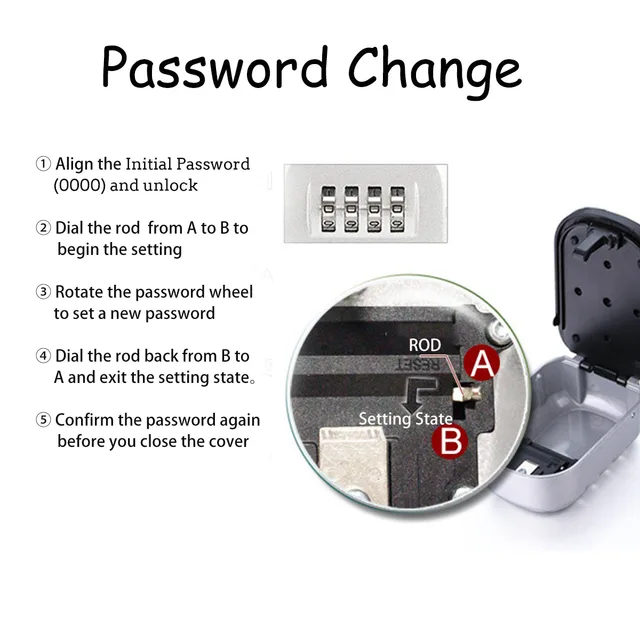 Key Lock Box Wall Mounted Aluminum alloy Key Safe Box 4 Digit Combination Key Storage Lock Box Indoor Outdoor Keys Storage Box 3