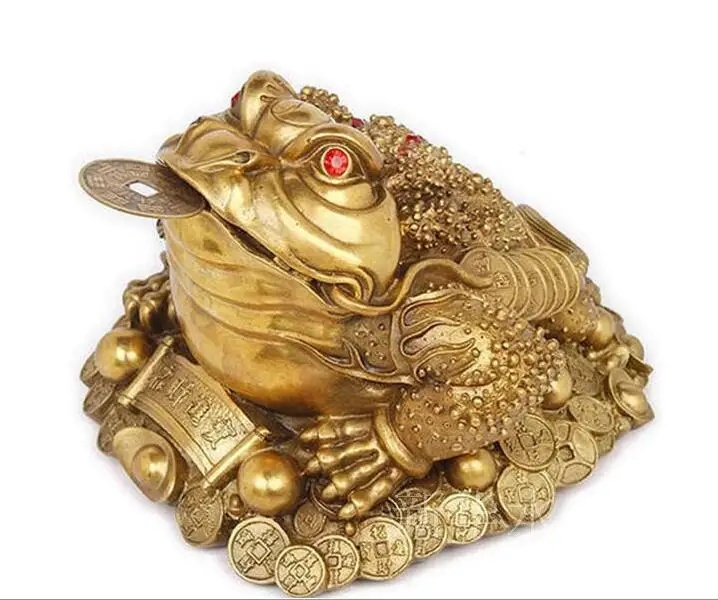 

pure copper toad found large golden cicada frog toad statues animal Brass head figure sculpture gold toad Decoration home