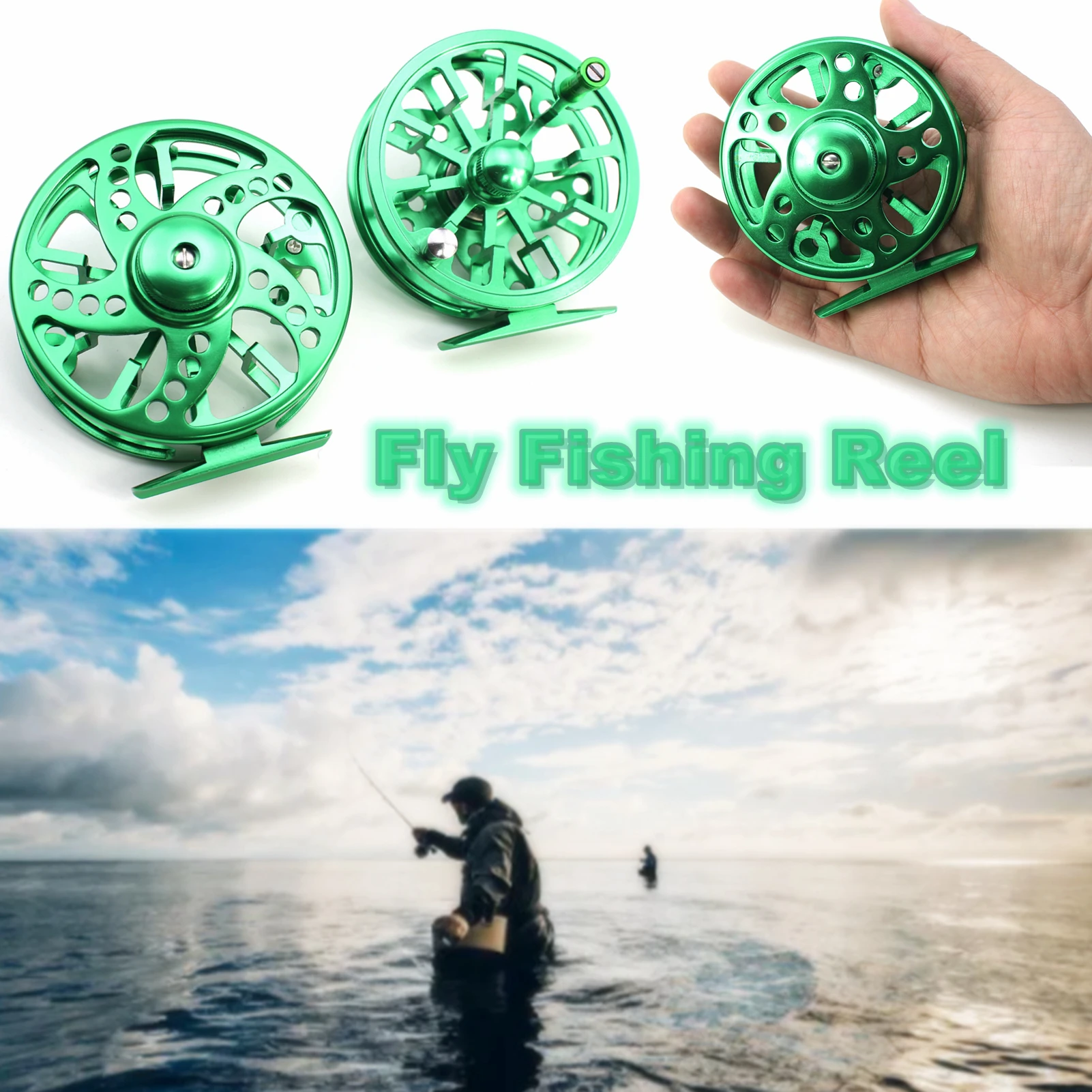

Fly Fishing Reel Aluminum Alloy 5/7 7/9 9/10 WT Interchangeable Handle for Saltwater and Freshwater Fly Wheel Stream Fishing