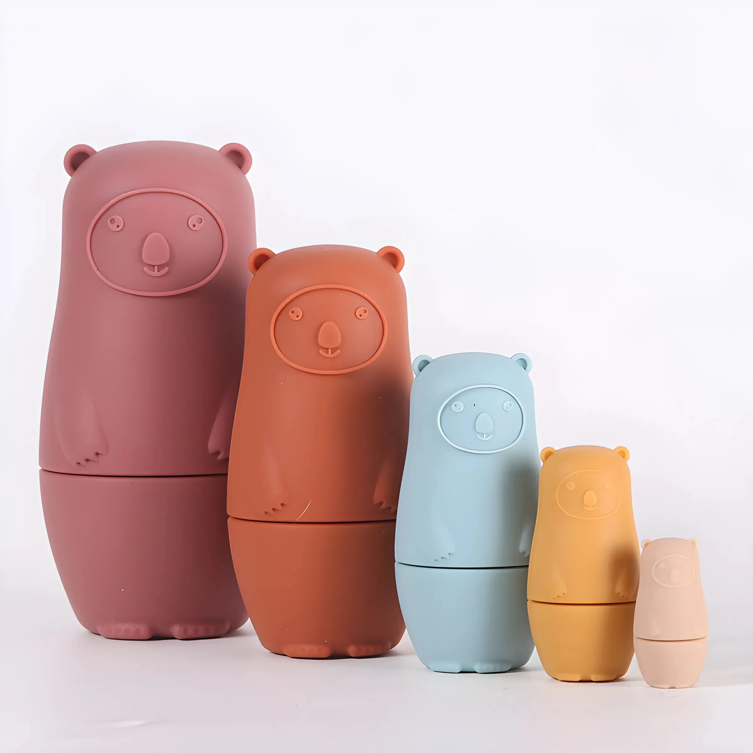 5pcs Silicone Stacking Puzzle Stacking Toys Circle Arrangement Food Grade Nesting Toys Birthday Gift Baby
