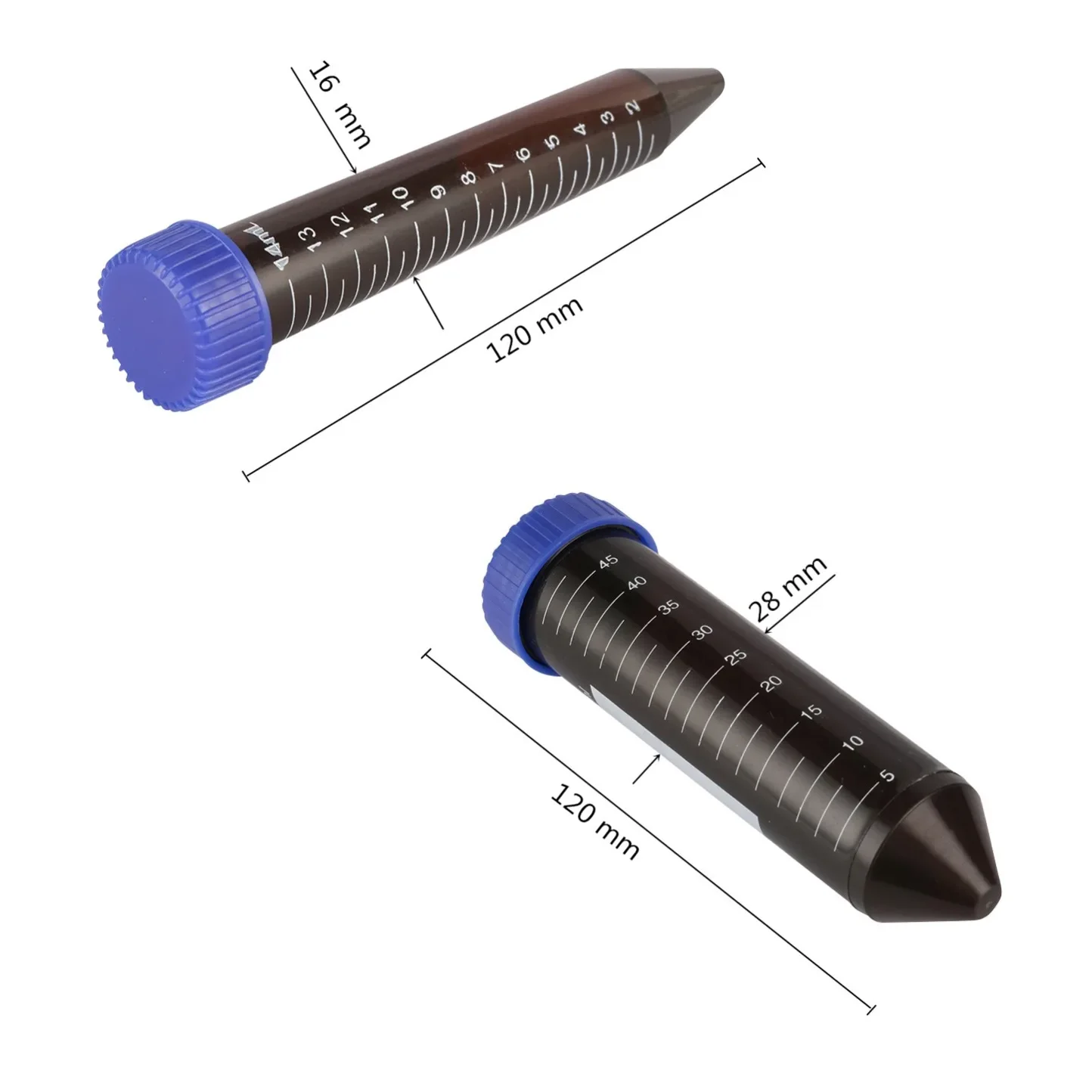 10Pcs 15ml 50ml Brown Centrifuge Test Tube Light-proof Plastic Screw Cap Cone Bottom Laboratory Analysis Sample Vial Test Tube