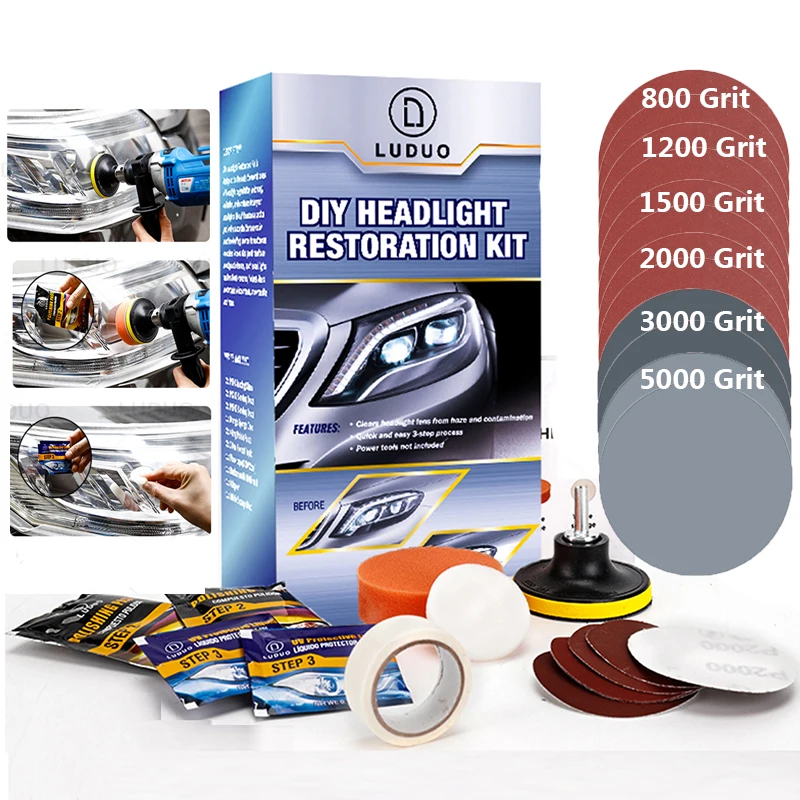 3SandingDiscsHeadlightRestorationKitCarLightsPolishHeadlights
