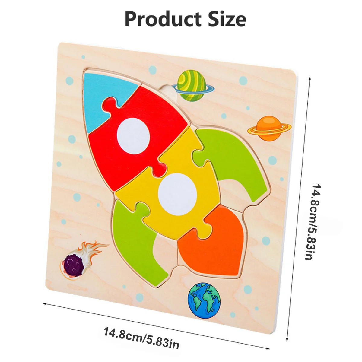 1pc Wooden Jigsaw Puzzle Children Montessori Games Cartoon Animal Vehicle Puzzles for Kids Learning Educational Toys 6