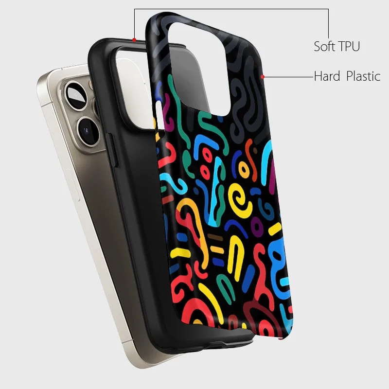 Colorful Swirl Graffiti Magnetic Phone Case with 2-in-1 Film Cover