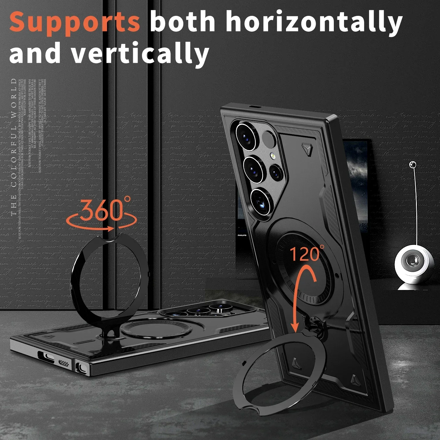 Magnetic Wireless Charging Shockproof Case with 360° Rotating Stand