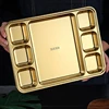 Gold Compartment Dining Plate For Food Serving Trays Stainless Steel Divided Dishes Kitchen Tableware Organization Container 2