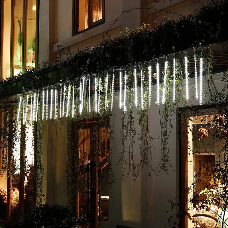 Description Picture 4 of item2025 New Year 32/24/16/8 tube 30/50cm Outdoor Meteor Shower Rain LED String Lights for Christmas Wedding Party Decoration Xmas