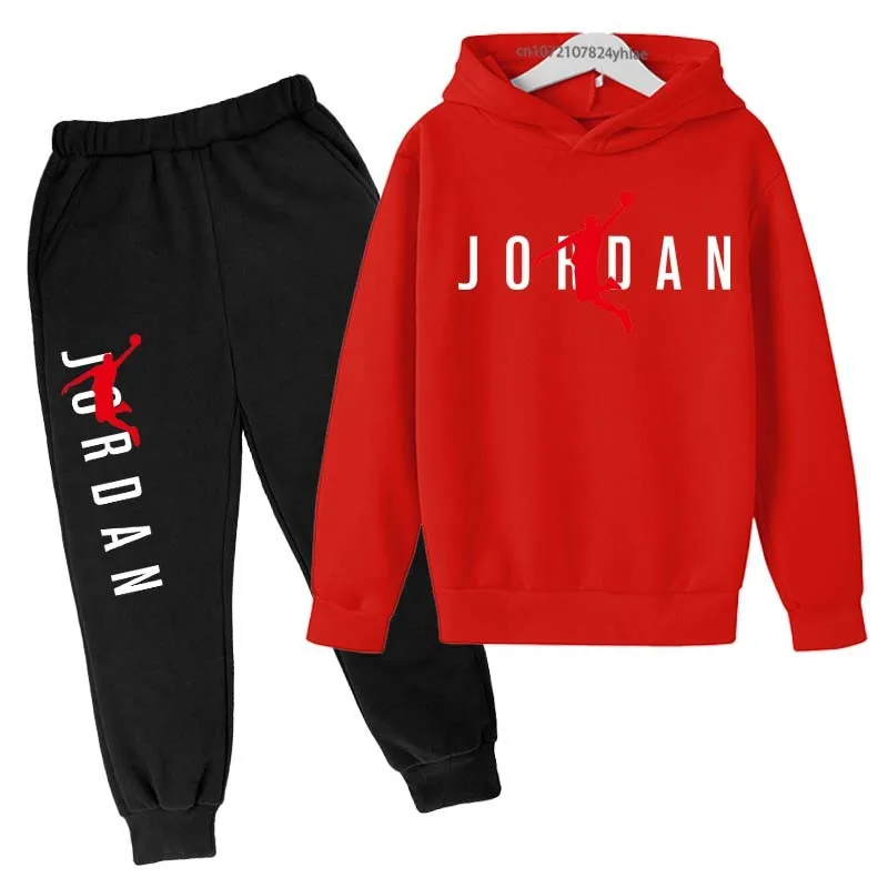 Kids Simple Letter Print 2pcs Hoodie+Pants Tracksuits 3-13 Years Boys Girls Spring Autumn Outfits Streetwears Children Clothes 3