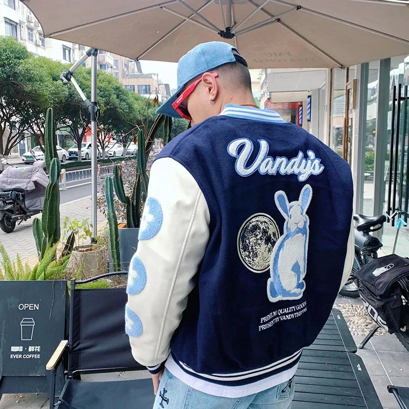 

Vandythepink American Autumn and Winter Embroidered Baseball Jacket High Street Casual Pop Coat Park Jae-bum Same Style