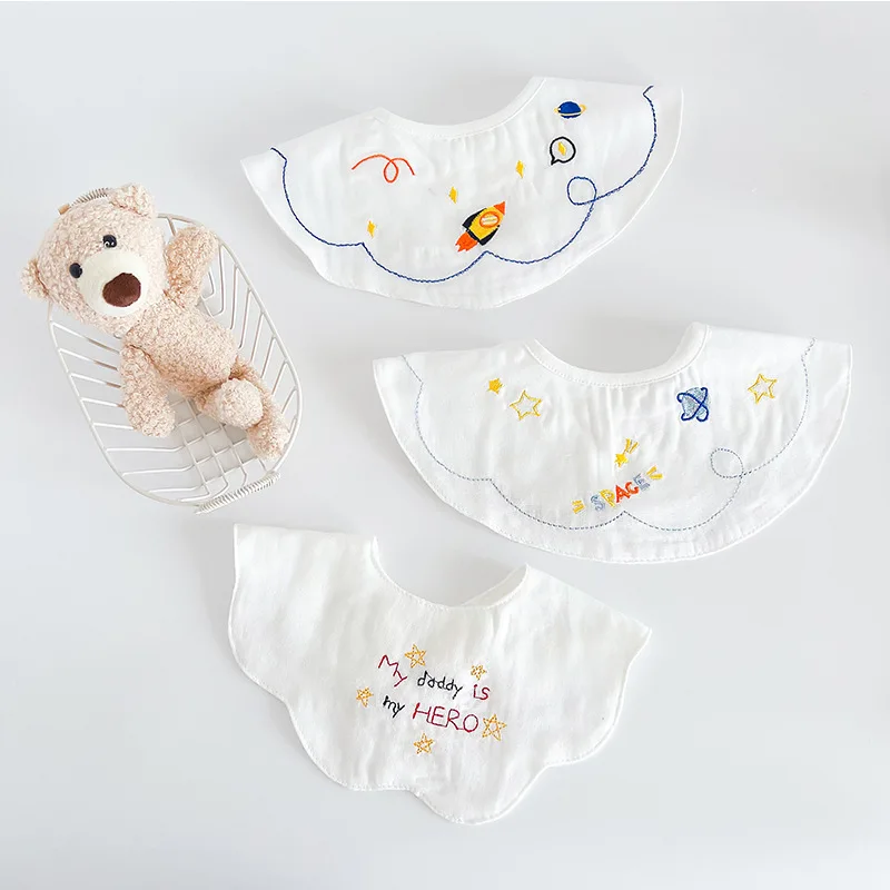 3Pcs Korean Style Newborn Baby Bibs Cotton Gauze Breathable Thin Drooling Towel Boys And Girls Neck Wear Saliva Towel Cloths mr hobby gundam marker 3pcs gm01 gm02 gm03 gray brown thin line drawing pen gsi color oily markers for plastic model kits