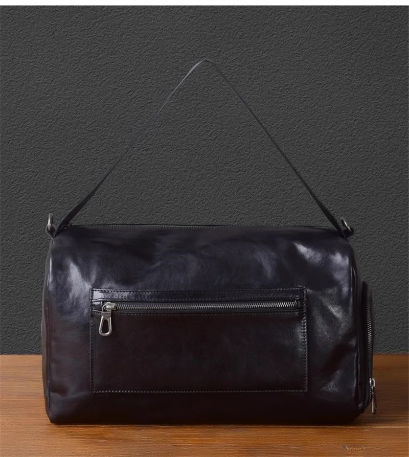 Business casual luxury genuine leather men's travel bag outdoor fitness handbag real cowhide large capacity women's shoulder bag