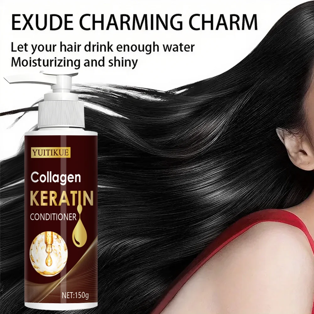 Keratin collagen conditioner, repairs oil control, moisturizing conditioner, smooth, anti-frizz, perm damage hair care.