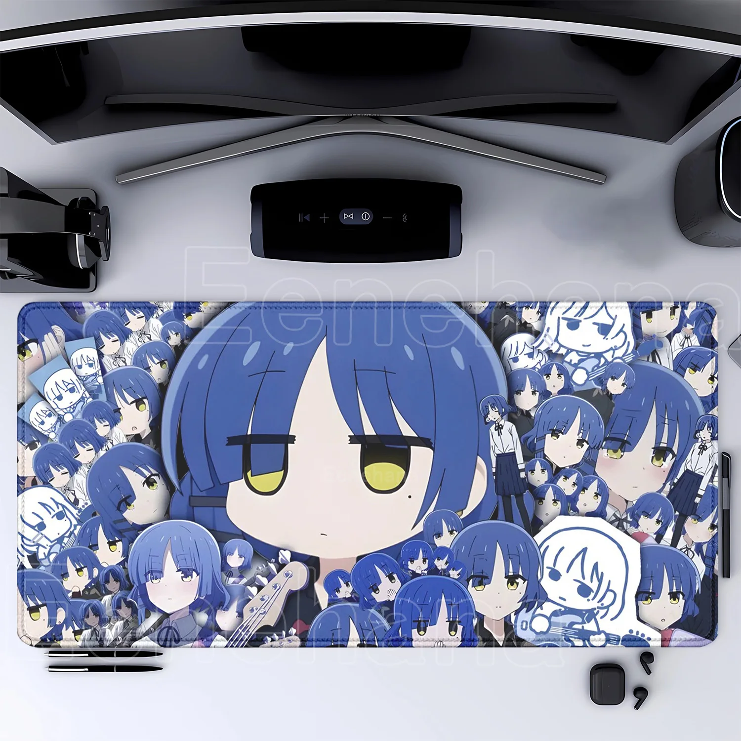 Bocchi The Rock Large Gaming Mousepad - HD Print Rubber Desk Mat with Locking Edge and Non-Slip Base