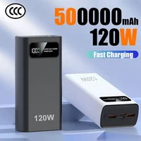 NEW 500000mAh Large Capacity Digital Display Mobile Power Bank 120W Ultra Fast Charging Portable Battery Suitable For IPhone