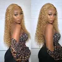 Perruque 27 Blond Miel 13x6 Cheveux Humains Bouclés Pré-Pluckée avec Baby Hair pour Femmes Noires Perruques Vietnamiennes Originales 32 36 Pouces Densité 250 2