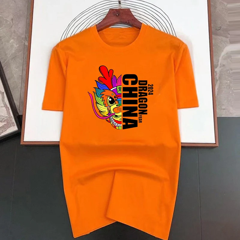 Men's Cotton T-shirt Dragon Print Oversized Breathable Top_voghion.com