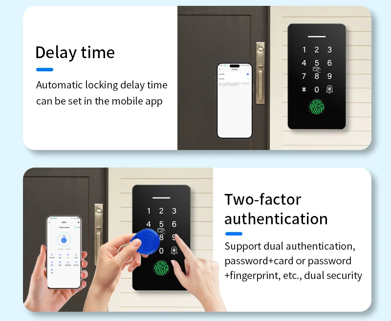 SR1055 NFC TTLOCK Embedded IP67 Fingerprint 13.56Mhz Keypad Door Lock Self Defense Safe Home Access Control Kit Smart Door lock