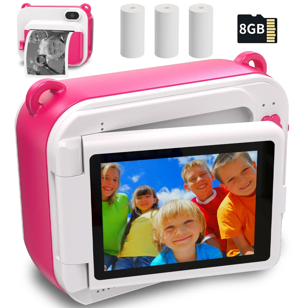 Appareil photo à impression instantanée pour enfants, mise à niveau des  selfies, appareil photo numérique zéro encre avec 3 rouleaux de papier