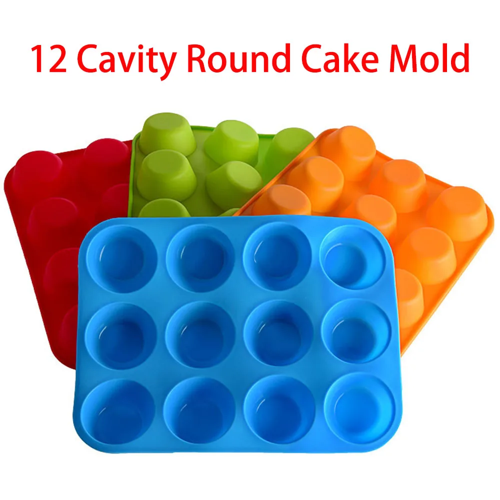 

Silicone Mold 12 Cup Mini Muffin Cupcake Pan Nonstick Baking Mold Tarts Brownie Mould Cake Decorating Tools Kitchen Accessories