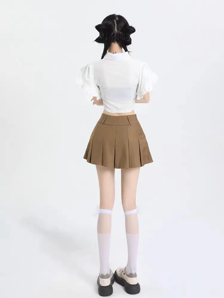 Black Women Pleated Skirts Summer V Waist Zipper Girls Dancing JK Mini Skirts Black Fashion Student A Line Faldas New