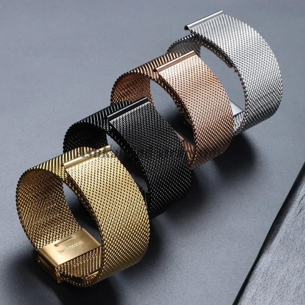 Elegant Milanese Mesh Stainless Steel Watch Band - Metal Strap Replacement, 0.6mm Thickness