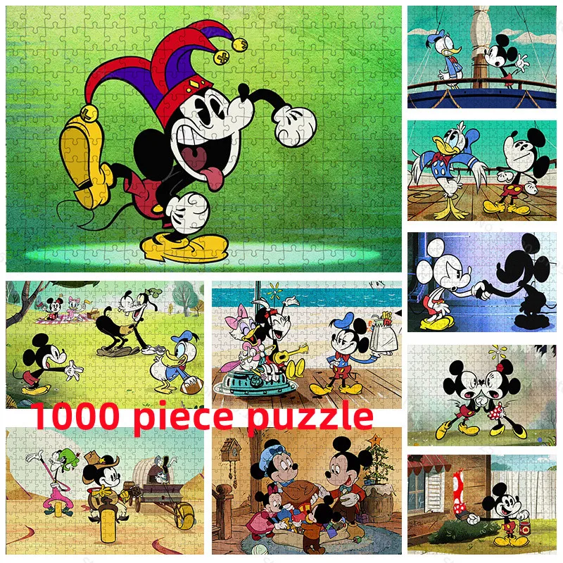 Mickey Minnie Mouse Cartoon Pattern Creative Puzzle 1000 Piece Paper HD Print Educational Toy Puzzle Kids Adult Collection Hobby disney mickey mouse headband shanghai disney cartoon transparent ear headband cosplay plush adult kids headband