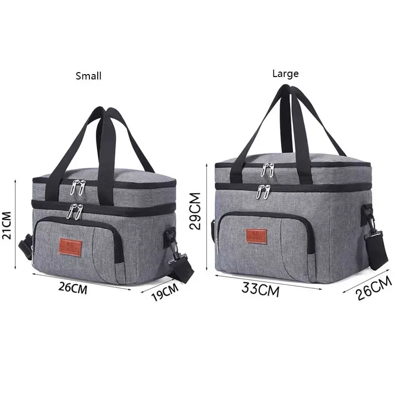 Multifunctional Double Layers Tote Cooler Lunch Bags for Women Men Large Capacity Travel Picnic Lunch Box with Shoulder Strap