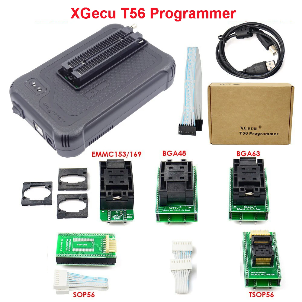 

XGecu T56 Programmer 56 Pin Drivers ISP WITH Adapters Soic8 Clip Support 33000+ ICs for PIC NAND Flash EMMC TSOP48 TSOP56 BGA