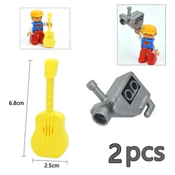 Large Building Blocks Playground Set with Slide, Swing, and Seesaw - Educational Toy (Guitar Camera)